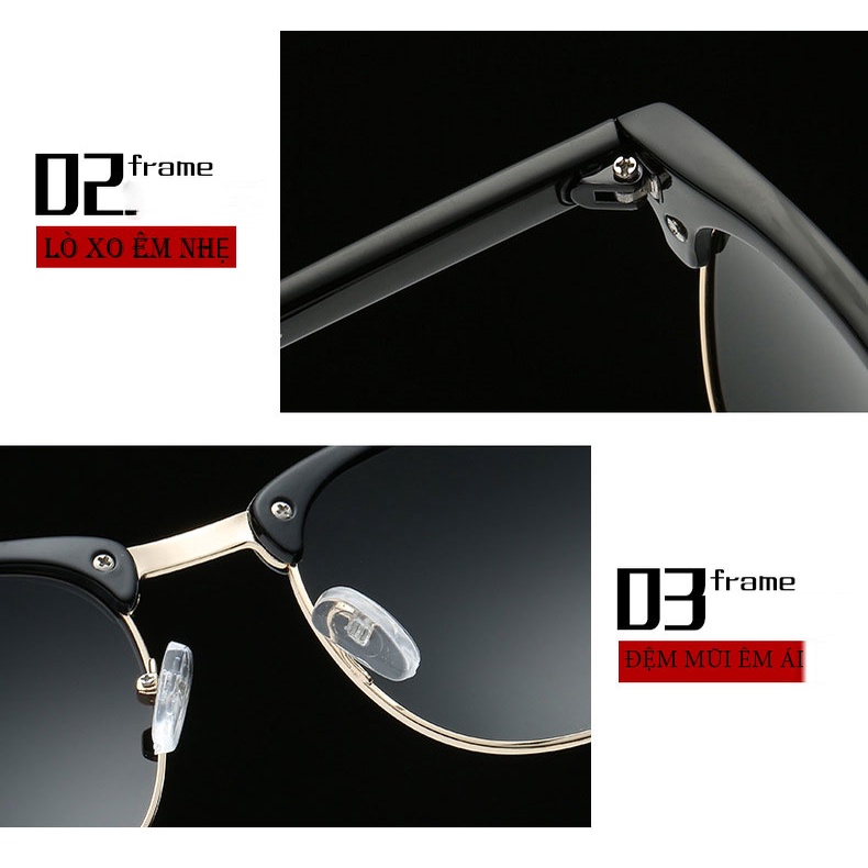 Kính mát thời trang Nam Nữ mắt Vuông tròng kính Palaroid phân cực Chống Chói chất liệu magie AviatorPlus - A3016