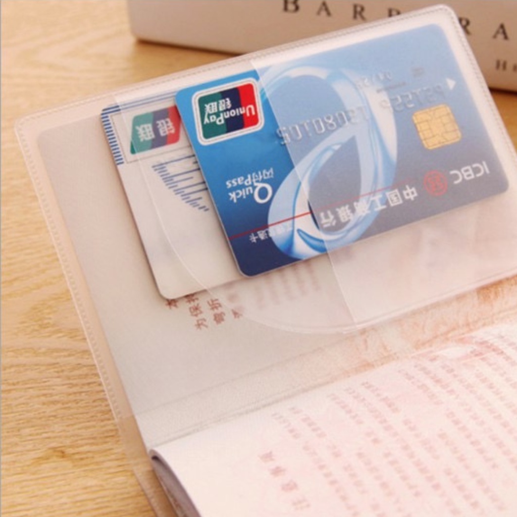 Vỏ bọc hộ chiếu - Bao đựng passport trong suốt nhựa PVC chống thấm nước có ngăn kẹp vé du lịch, thẻ ATM tiện lợi
