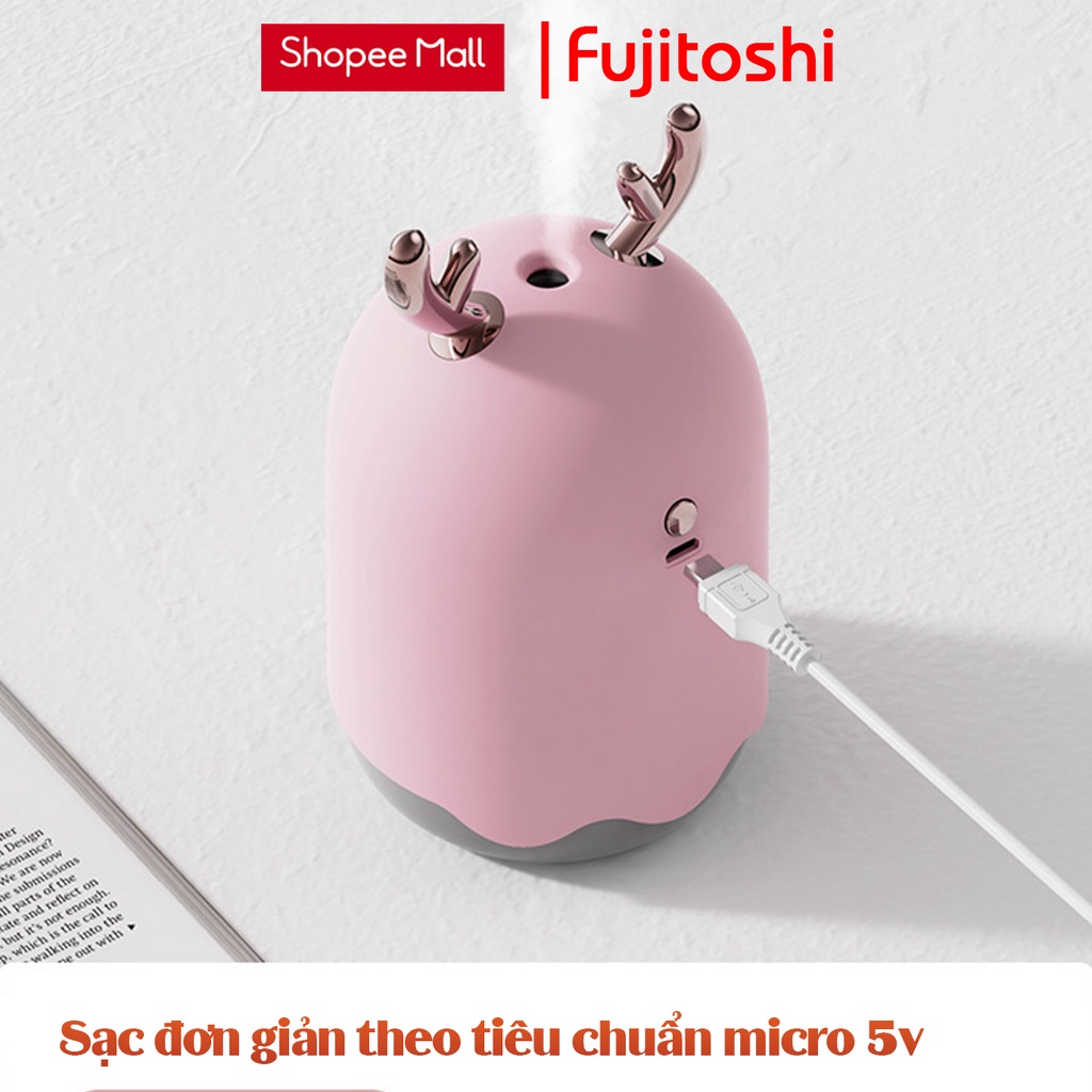 Máy phun sương mini tạo ẩm Fujitoshi tích hợp led RBG ngủ ngon da đẹp....