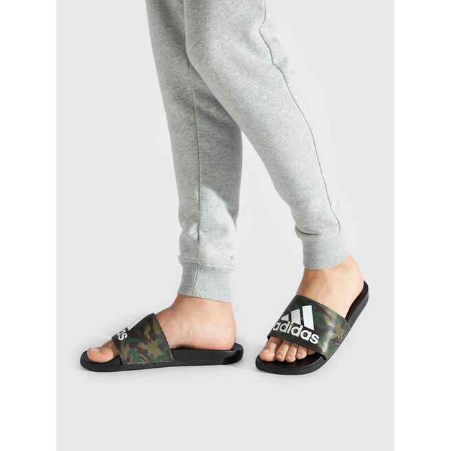 Dép chính hãng Adidas Adilette Comfort unisex phối màu đen họa tiết camo logo trắng