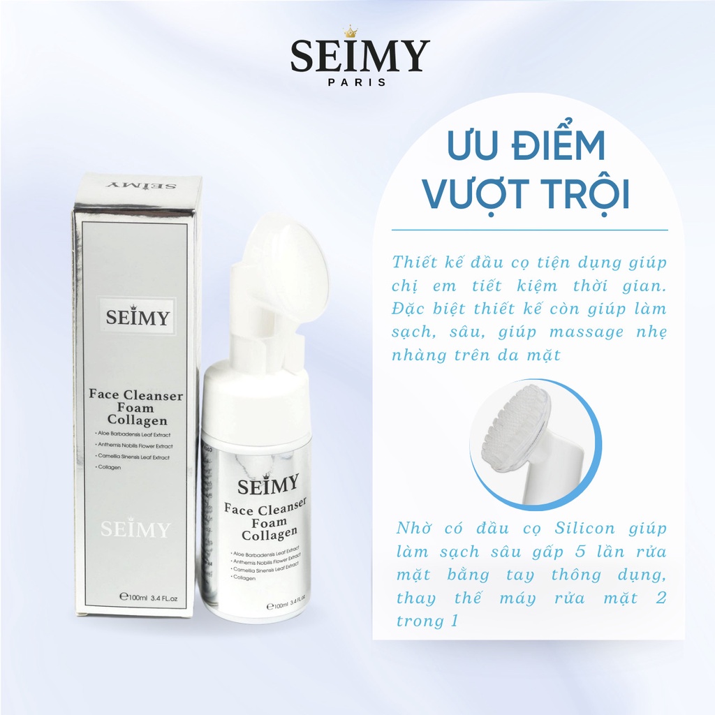 Sữa rửa mặt Seimy - Face Cleanser Foam Collagen tạo bọt 100ml