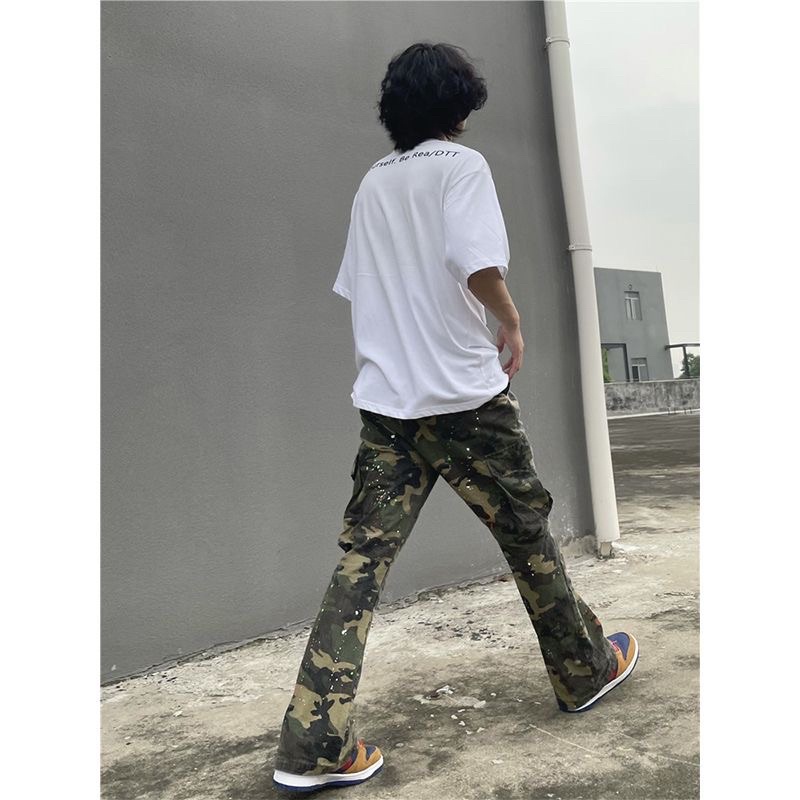 Quần jean kaki unisex camo dáng suông phong cách bụi bặm