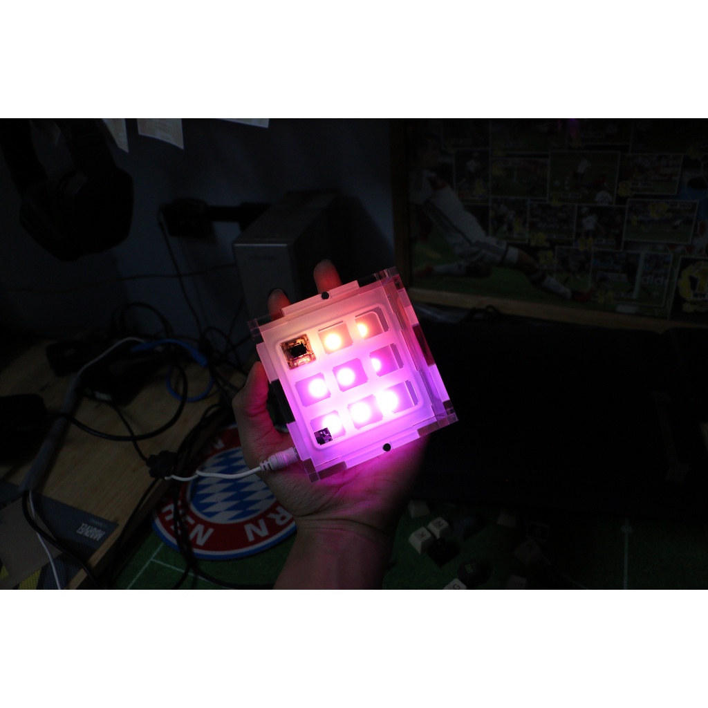 Hộp mica đựng keycap Artkey, Dwarf, Golden Star , Artisan box, có đèn led 16m màu