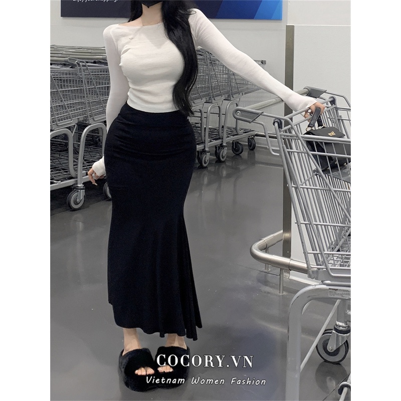 Cocory vn Chân Váy Đuôi Cá Lưng Cao Thời Trang Quyến Rũ Cho Nữ