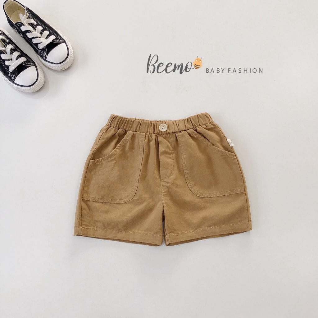 Quần đùi kaki trơn cho bé trai, quần sóc đùi bé trai hàng Beemo đẹp