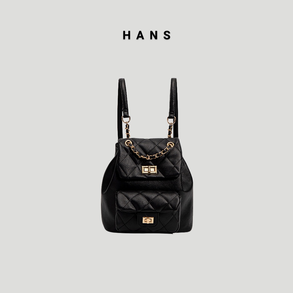 Balo thời trang nữ HANS thiết kế mini da may ô trám B01