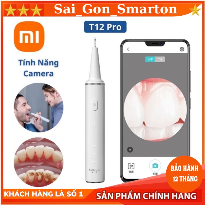 Máy lấy cao răng Xiaomi, cạo vôi răng tại nhà Xiaomi Sunuo T12 pro, tích hợp camera siêu nét, xem qua điện thoại