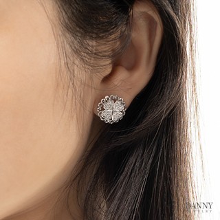 Bông tai nữ biểu tượng cỏ 4 lá bạc 925 danny jewelry đính đá cz ni4gz024