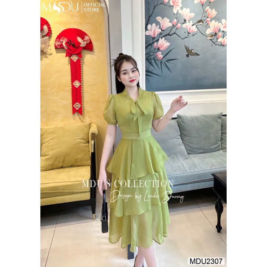 MDU2307 Váy xòe Nhung Hàn cao cấp, nhẹ nhàng, không bai, không xù