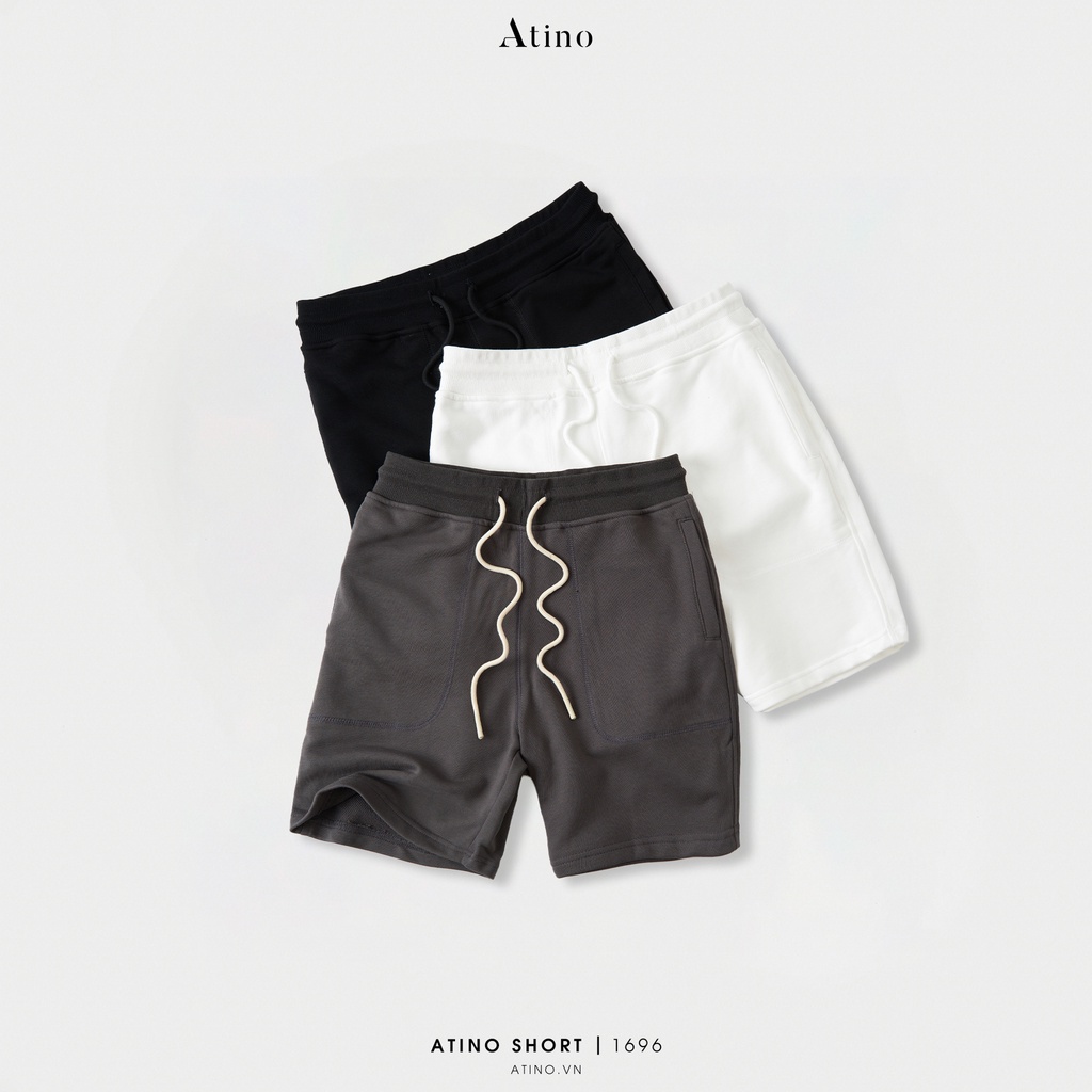 Quần Short Nam ATINO Chất Liệu Vải Thun Cotton Dày Dặn Thoáng Mát Chống Nhăn Form Regular QS3.1696