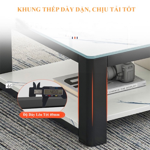 Bàn Trà Sofa Phòng Khách Phong Cách Hiện Đại 2 Tầng Mặt Gỗ Họa Tiết Vân Đá Cẩm Thạch | BigBuy360 - bigbuy360.vn
