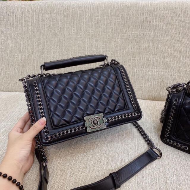 Túi Chà neo boy viền xích da Mềm 20-25cm có quai xách UY TÍN - CHẤT LƯỢNG