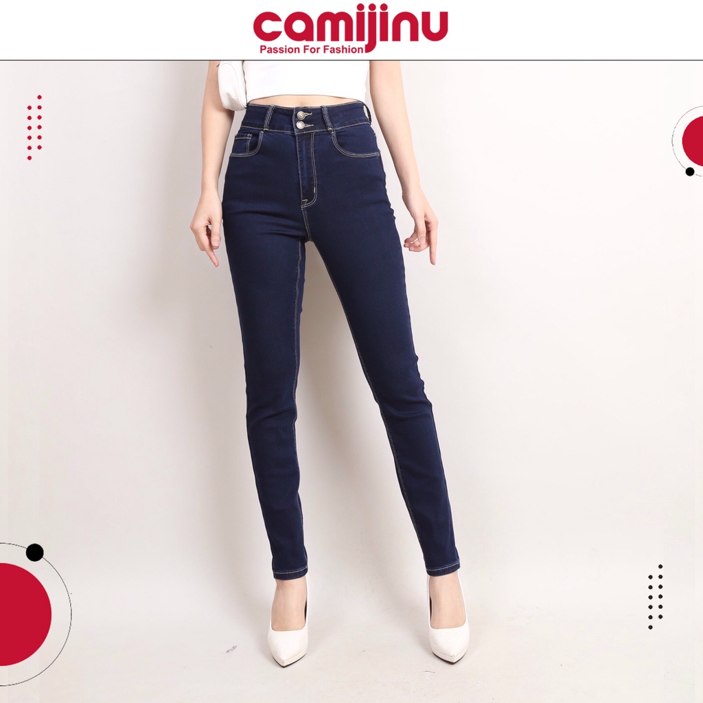 Skiny Jeans Nữ 2 Khuy Xanh Phủ