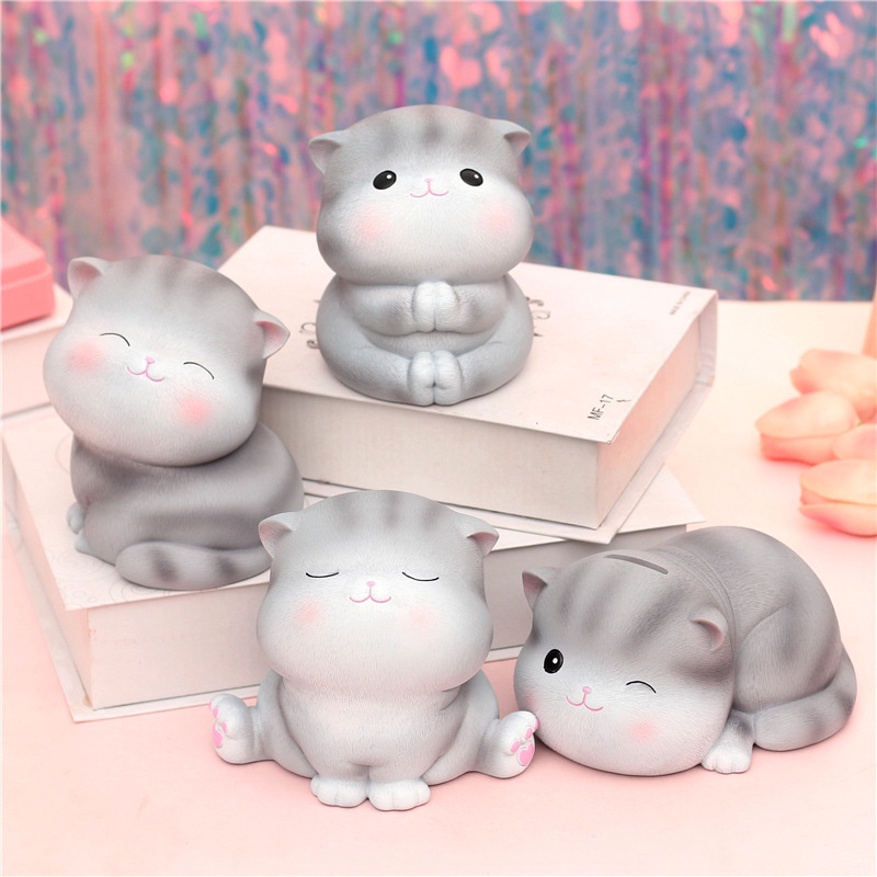 Mô Hình Mèo Set 5 Mèo ú cute mộng mơ dùng trang trí bàn làm việc, bàn học, tủ sách, quà tặng thú vị. Thanh Lý