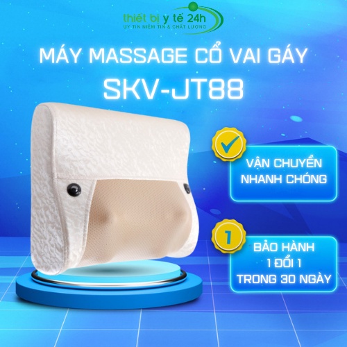 Gối massage cổ vai gáy đa năng SKV-YJ08, xoa bóp đảo chiều kết hợp chườm nóng hồng ngoại giúp giảm đau mỏi vai cổ