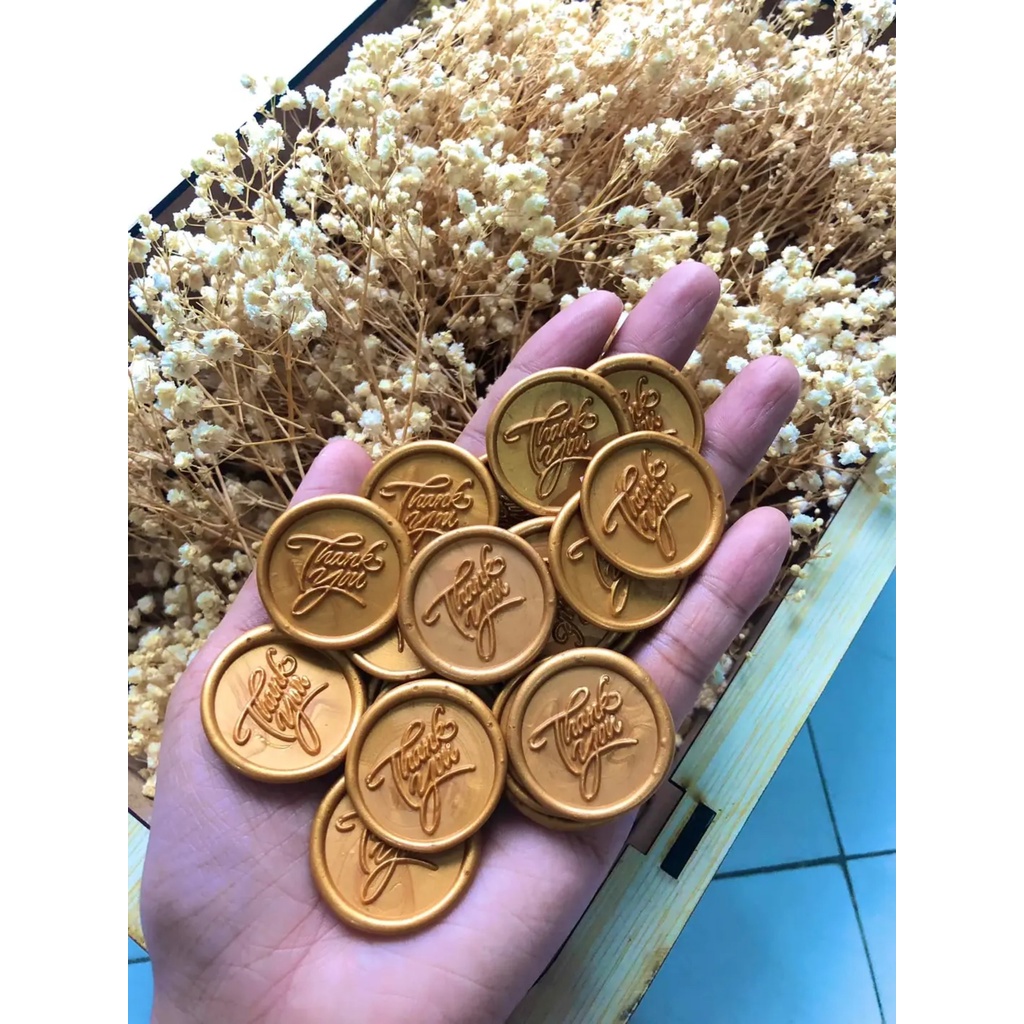 COMBO 50 DẤU SÁP THANK YOU VÀNG ĐỒNG DÙNG NIÊM PHONG THIỆP CƯỚI, BÌA THƯ CÓ SẴN