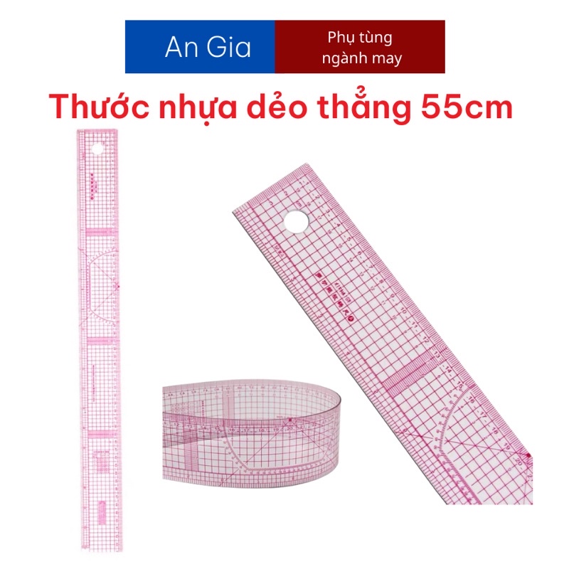 Thước nhựa thẳng 55 cm meka dẻo may đo