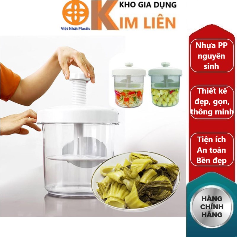 Hộp hũ muối dưa cà thông minh 5L VIỆT NHẬT 20x25cm - Núm xoay nén tự động - Chính hãng 6710