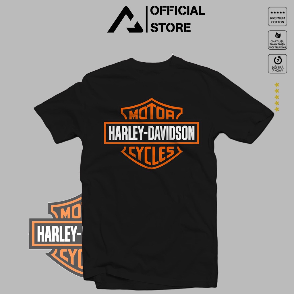 Áo thun Đen - Trắng. Mẫu Áo Biker in hình harley davidson logo - Có Áo 100% Cotton