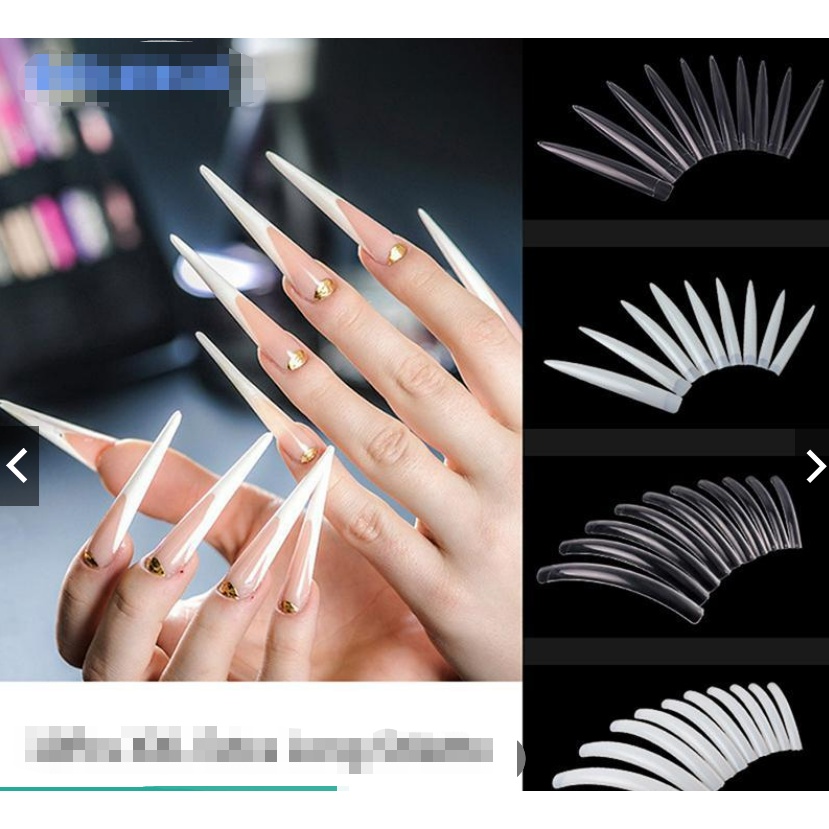 Set 10 Móng Tay Giả Trong Suốt Siêu Dài
