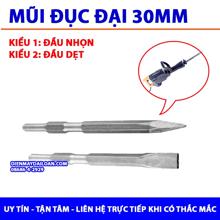 Mũi Đục Bê Tông 30mm cho Máy Đục Phá 65 và 95 các loại