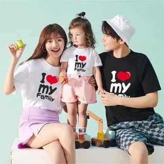 Áo gia đình I love family áo đi biển áo cặp đôi  thun cotton dày dặn làm đồ đôi mẹ và bé đồng phục gia đình hội nhóm