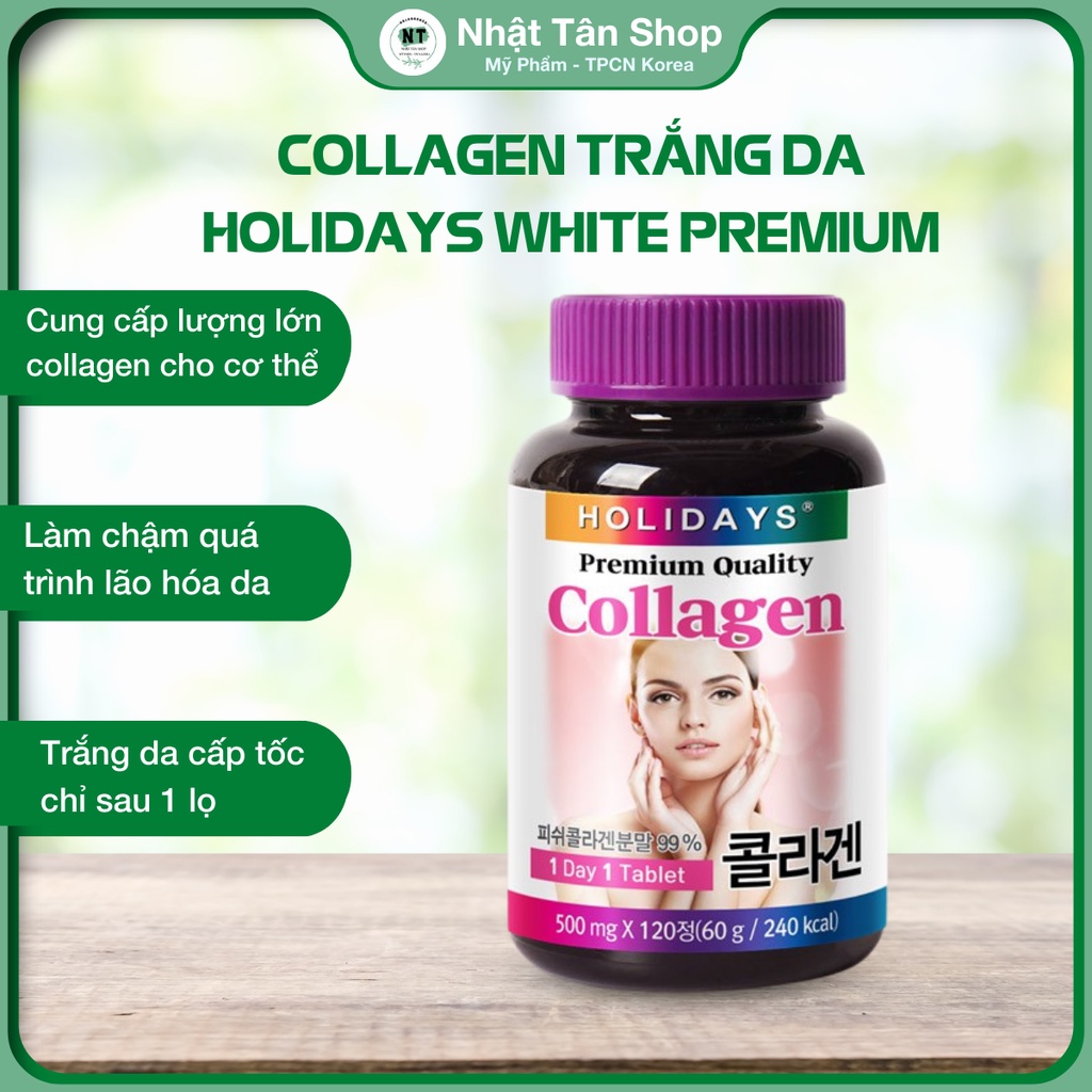 Viên trắng da Collagen Holidays White Premium Hàn Quốc- Viên uống trắng da 120 viên