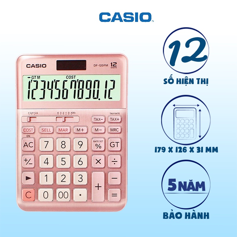 [CHÍNH HÃNG - BẢO HÀNH 5 NĂM] Máy tính Casio DF-120FM-PK - Màu hồng