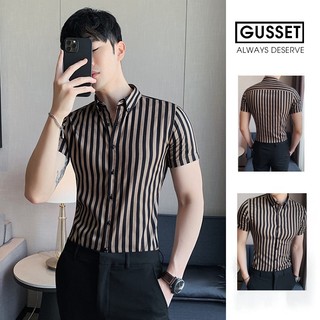 Áo sơ mi kẻ nam cộc tay vertical striped shirt - gs11