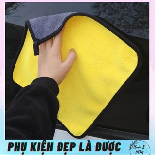 Khăn lau microfiber 2 mặt Vàng-Xám, kích thước , khăn lau xe hơi chuyên dụng, khăn lau đa năng siêu thấm hút