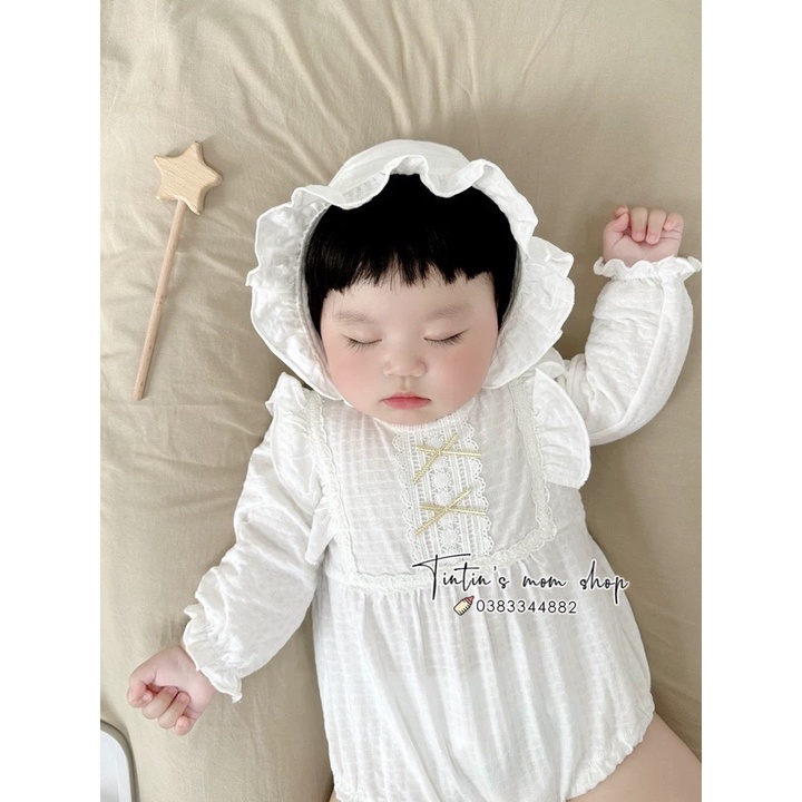 Sét body chip cánh tiên đầy tháng/ thôi nôi cho bé gái kèm mũ