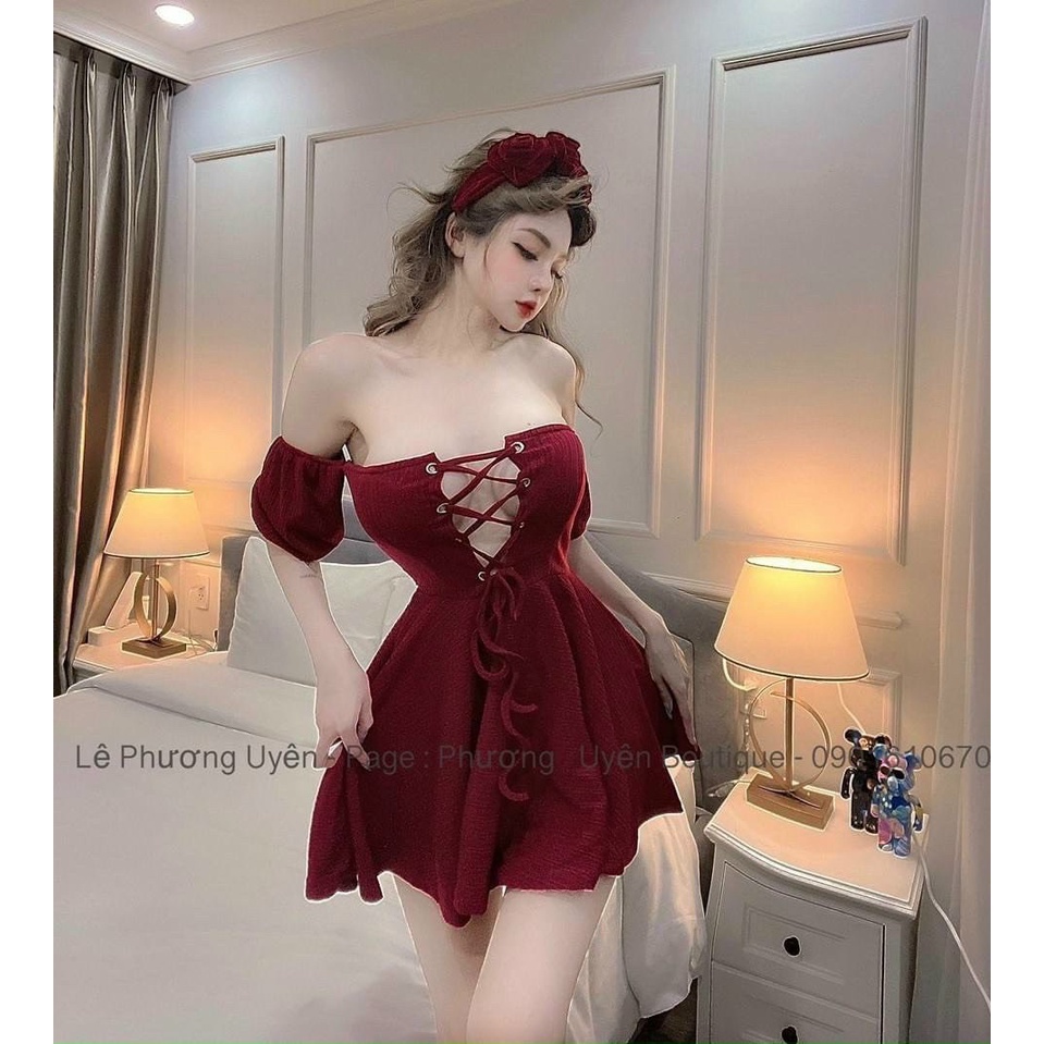 Đầm xoè đan dây ngực có mút chất thun gân xương cá thích hợp mặc đi làm đi chơi phù hợp với mọi phong cách