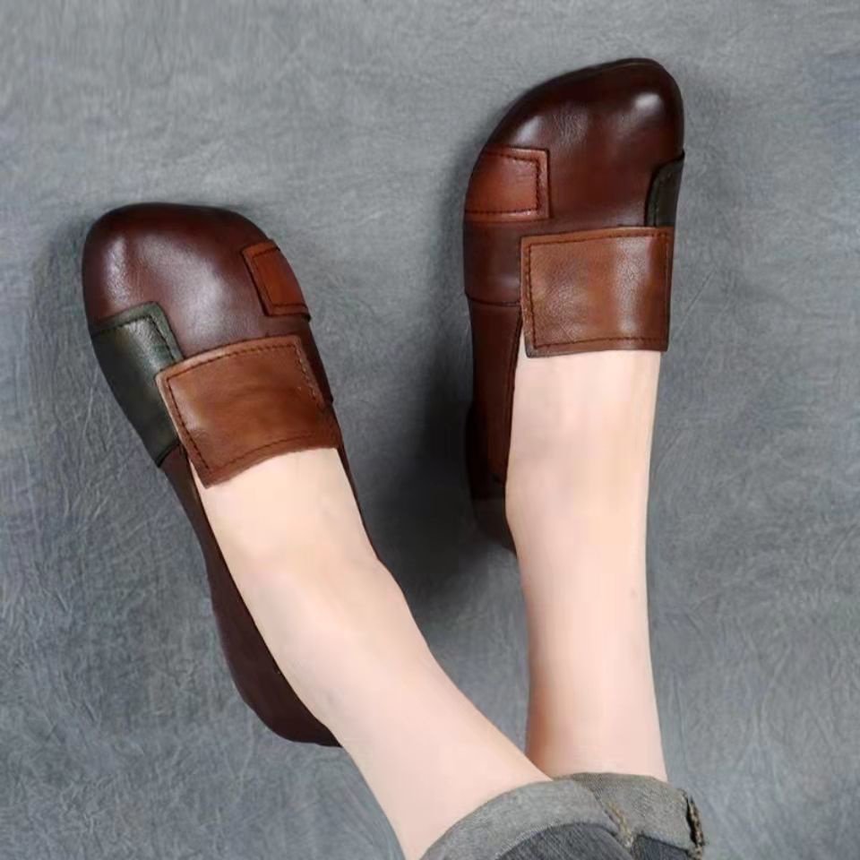 Giày Búp Bê Da Mềm Đế Bằng Phong Cách Retro Hợp Thời Trang Cho Nữ Size 35-43 41 42