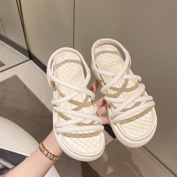 Dép sandal nữ bánh mì quai vân chéo co giãn đế độn 4cm hot mùa hè 2023 MÃ M97