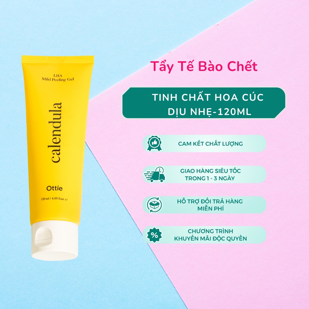 Tẩy Tế Bào Chết Hàn Quốc Ottie Calendula LHA Mild Peeling Gel 120ml - Tinh Chất Hoa Cúc Dịu Nhẹ