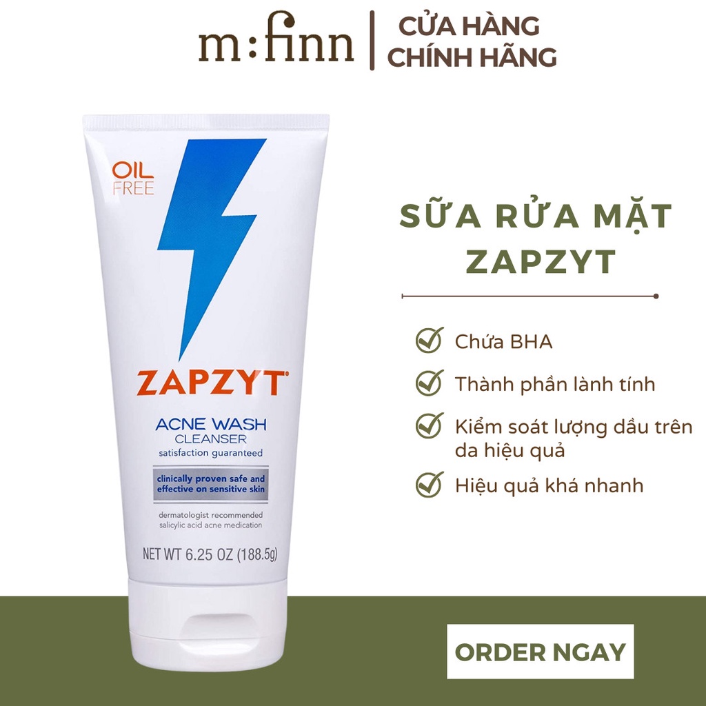 Sữa Rửa Mặt Zapzyt Acne Wash Effective & Gentle Cleanser 177g của Mỹ