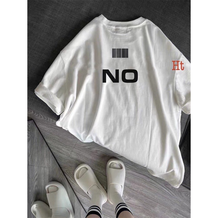 Áo thun nữ Y.E.S N.O trắng ,áo phông cotton su chất trơn unisex form dáng thụng rộng tay lỡ