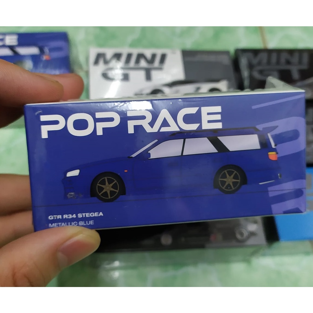 Mô hình ô tô GTR R34 Stagea Bayside Blue 1/64 POPRACE