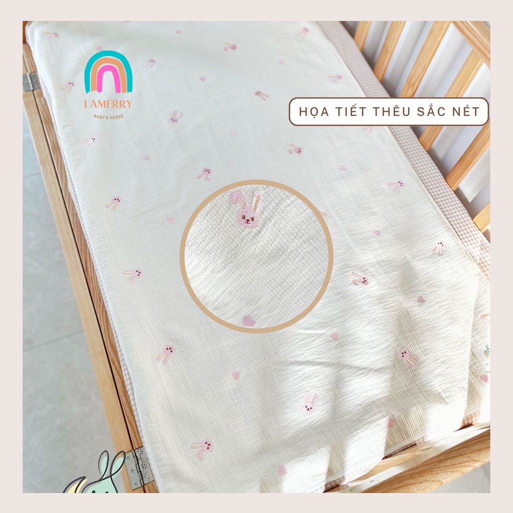 Tấm lót chống thấm xô Muslin cao cấp size 70X120 cm thoáng mát, mềm mại, tiện lợi, lót chống thấm mùa hè cho bé sơ sinh