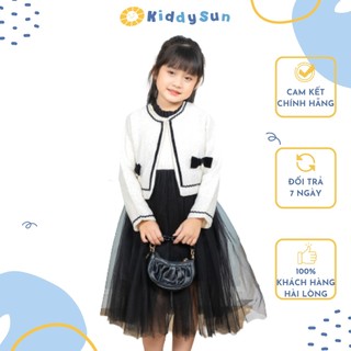 Set váy và áo khoác dạ tweed đen cao cấp cho bé gái KiddySun V86