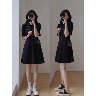 Váy polo đen cổ đức 2 túi bên