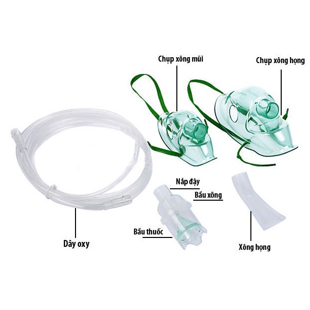 Bộ Phụ Kiện Máy Xông Khí Dung - Phụ Kiện Xông Mũi Họng Phù Hợp Tất Cả Các Dòng Máy Xông, Bầu Xông Khí Dung