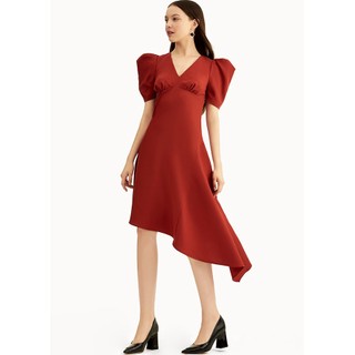 Marc Fashion Đầm midi tay phồng tùng xéo GH12071919