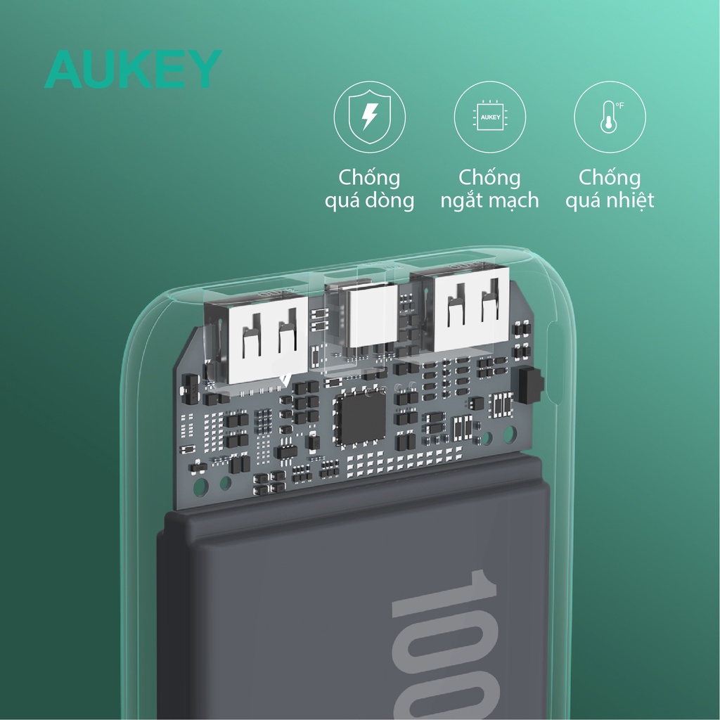 Pin sạc dự phòng Aukey Basix Slim PB-N99 10000mAh chống cháy nổ