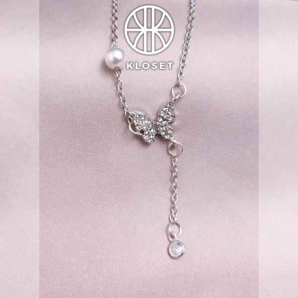 Vòng cổ nữ màu bạc dây chuyền mặt đính đá không gì không phai màu đi chơi đi tiệc Kloset Accessories