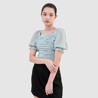 Áo kiểu cổ vuông nhún thân MARC FASHION FARH110320