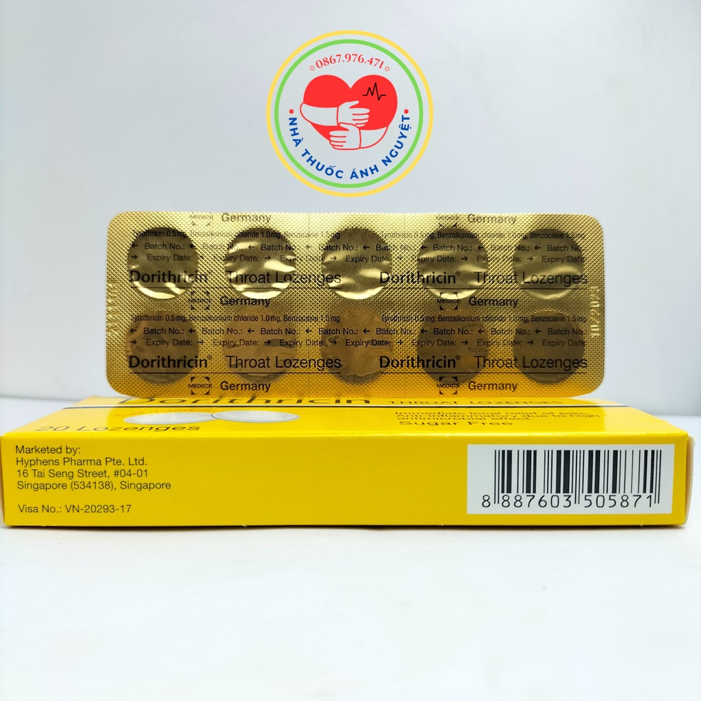 Viên ngậm Dorithricin Đức hộp 20 viên