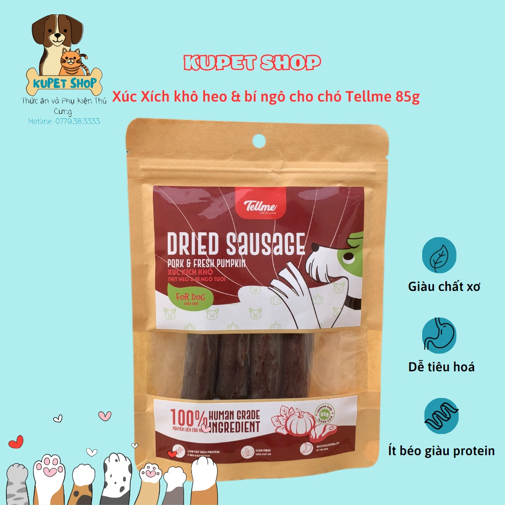 Thanh gặm xúc xích khô thịt heo+bí ngô cho chó Tellme-Kupet Shop