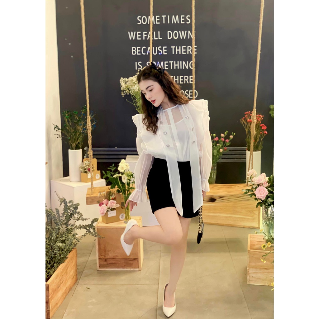 Áo sơ mi đính đá bèo siêu xinh cho nàng AMODA đi làm đi chơi đi tiệc siêu sang