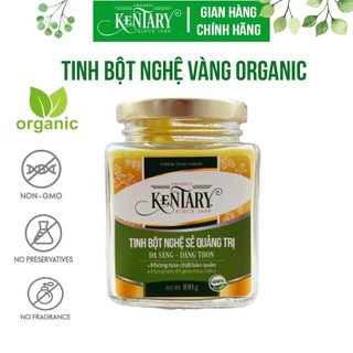 Tinh Bột Nghệ Vàng Organic Kentary - Sấy Khô Tự Nhiên - Có Giấy Kiểm Định - Hũ 100gr